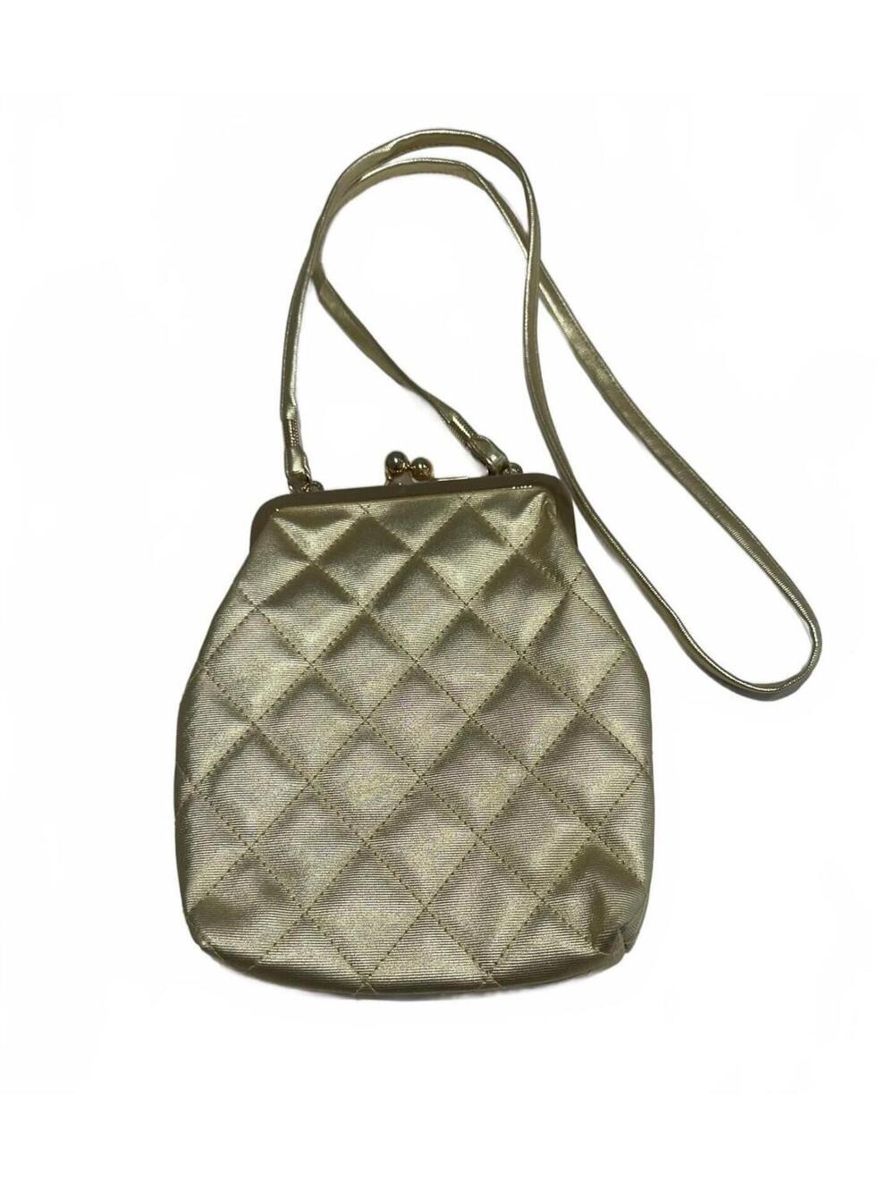 Tianni Gold Quilted Crossbody Bag with Long Gold Strap